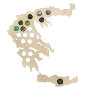 Greek Beer Caps Holder Patriotic Collection Gadgets Greece Bottle Beer Cap Map Wooden Laser Engraved Maps Personality Decoration