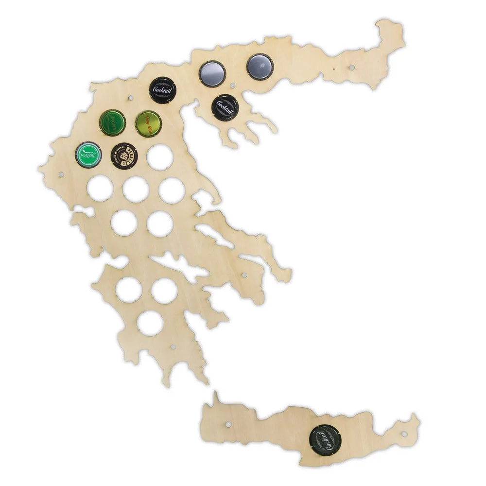 Greek  Caps Holder Patriotic Collection Gadgets Greece Bottle  Cap Map Wooden Laser Engraved Maps  Decoration