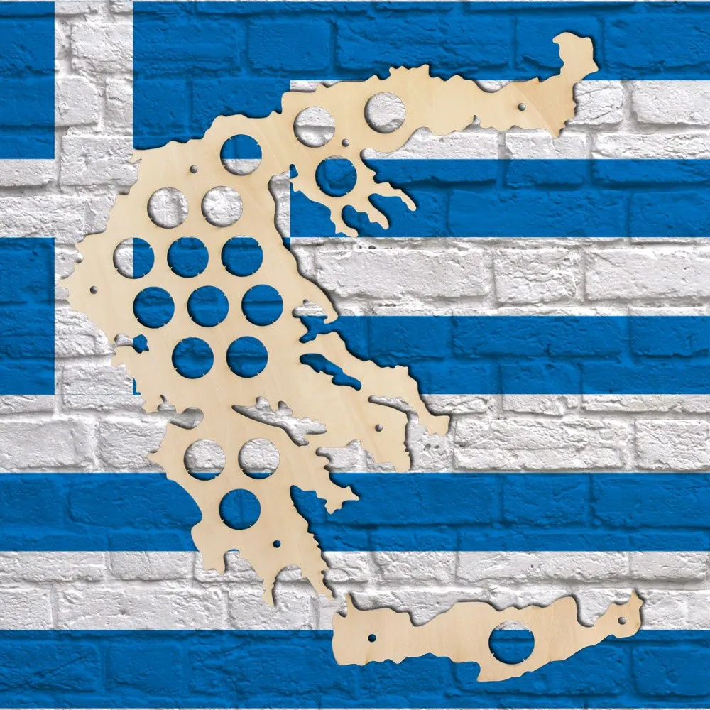 Greek  Caps Holder Patriotic Collection Gadgets Greece Bottle  Cap Map Wooden Laser Engraved Maps  Decoration