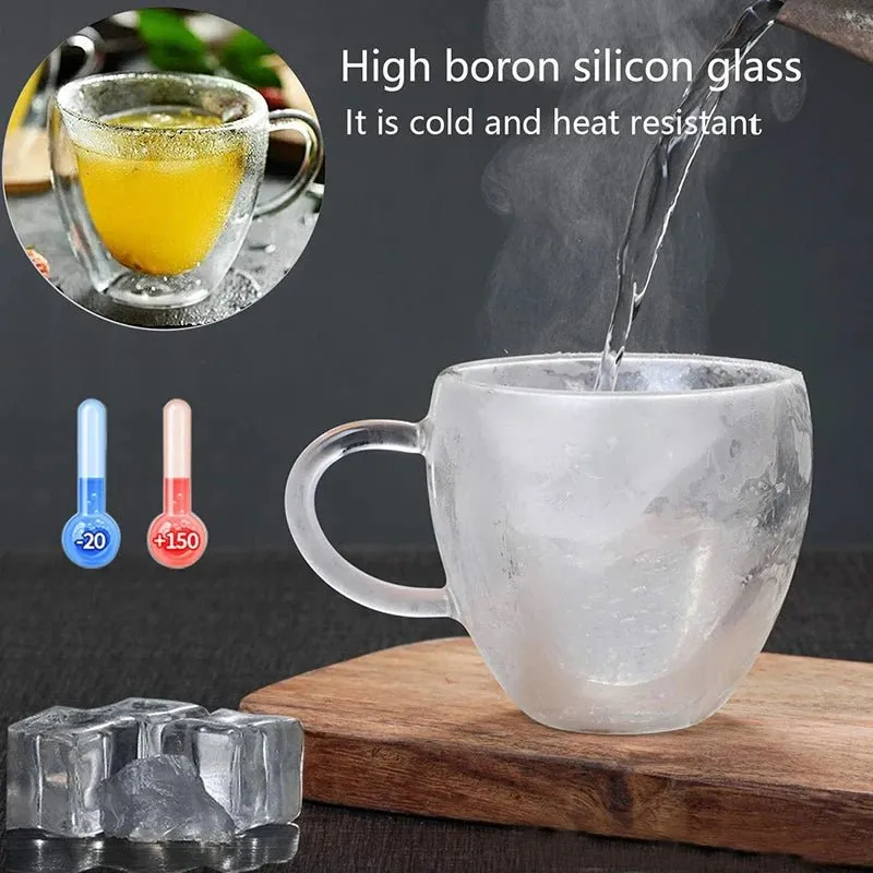 Heart Love Shape Glass Coffee Mug