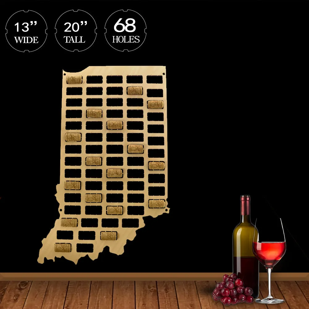 Indiana Wine Cork Wall Display Map Indiana Wood Cutout Shapes Wine Cork Collector Indiana State of USA Custom Wall Art Deco Map