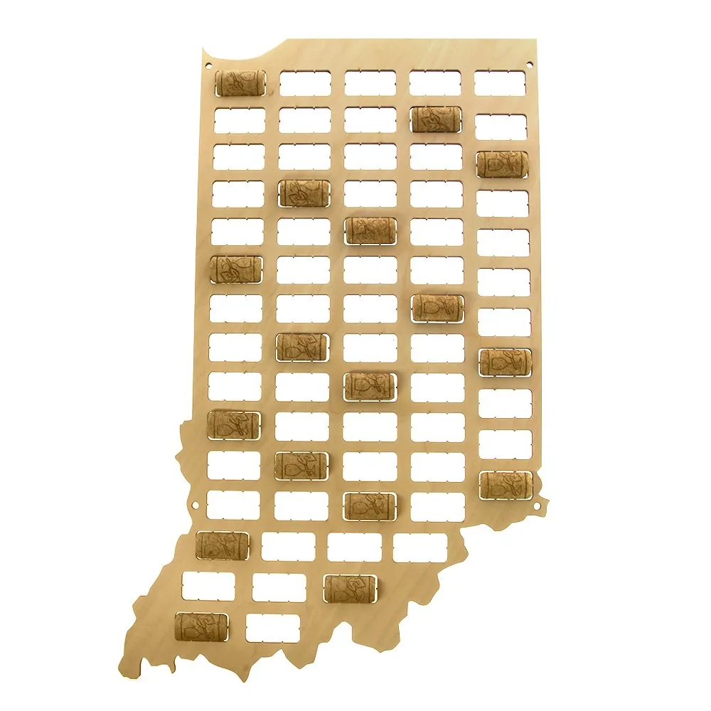 Indiana Wine Cork Wall Display Map Indiana Wood Cutout Shapes Wine Cork Collector Indiana State of USA Custom Wall Art Deco Map