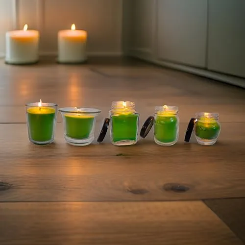Jar Candle for Home Decorationa | Diwali Candle | Valaentine Day Decoration Candle | Organic SOYA Wax Candle | 44 Hrs Burn Time Pack of 5 (Pack of 5, Green)