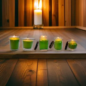 Jar Candle for Home Decorationa | Diwali Candle | Valaentine Day Decoration Candle | Organic SOYA Wax Candle | 44 Hrs Burn Time Pack of 5 (Pack of 5, Green)