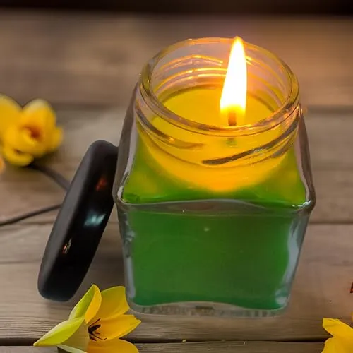 Jar Candle for Home Decorationa | Diwali Candle | Valaentine Day Decoration Candle | Organic SOYA Wax Candle | 44 Hrs Burn Time Pack of 5 (Pack of 5, Green)