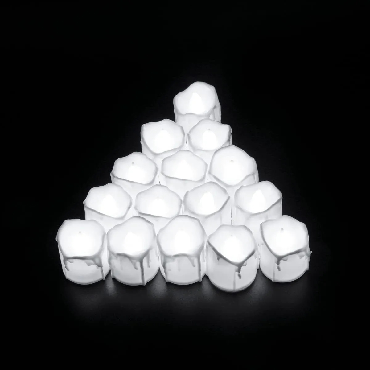 Kuber LED Tea Light Candles for Home Decor |Battey Operated |Flameless Yellow Light |Diwali Lights for Home Decoration, Festivities & Parties (Melted Candle with White|Pack of 24