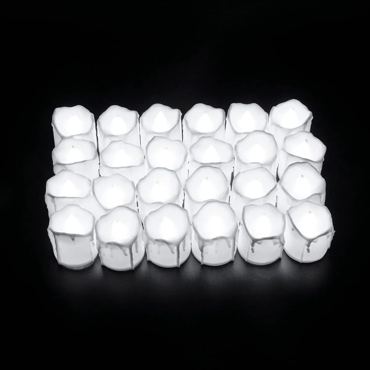 Kuber LED Tea Light Candles for Home Decor |Battey Operated |Flameless Yellow Light |Diwali Lights for Home Decoration, Festivities & Parties (Melted Candle with White|Pack of 24