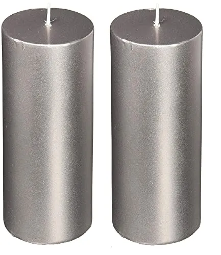 Kuber Selection Pack of 2 Pcs 2" x 6" Each Premium Silver Plain Pillar Candles for Christmas, New Year, Wedding Decoration,Home Decoration (Pack of 2 Pcs 2" x 6" Each, Silver Plain)