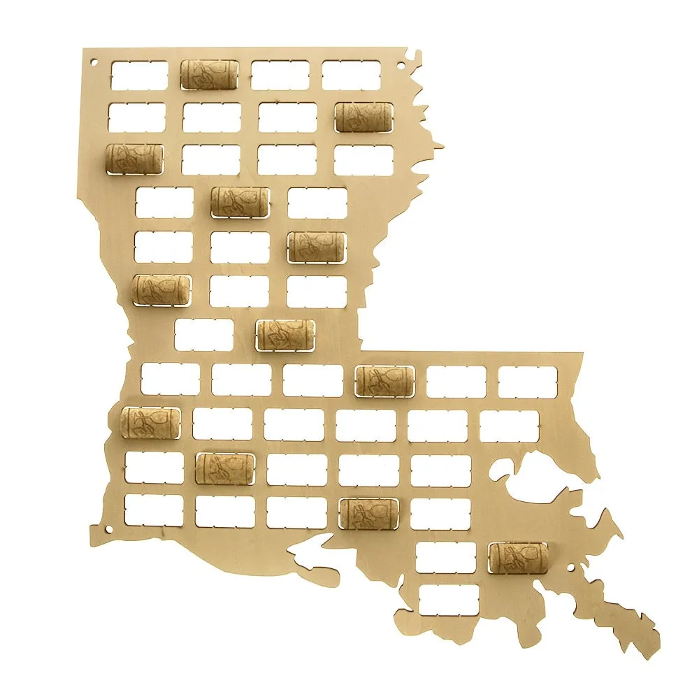 Louisiana  Cork Map USA State  Cork Collector Display Cork Map  Wooden Cutout Wall Hanging Louisiana Outline