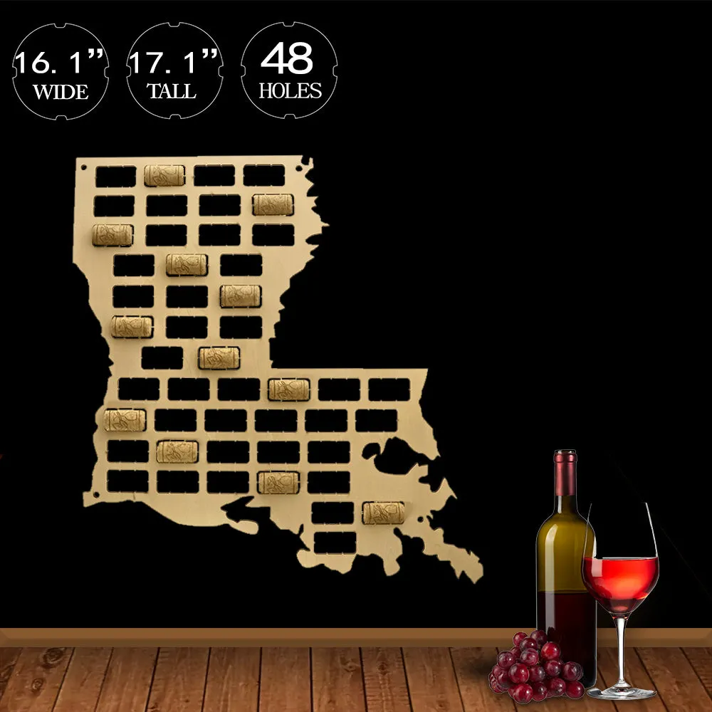 Louisiana  Cork Map USA State  Cork Collector Display Cork Map  Wooden Cutout Wall Hanging Louisiana Outline