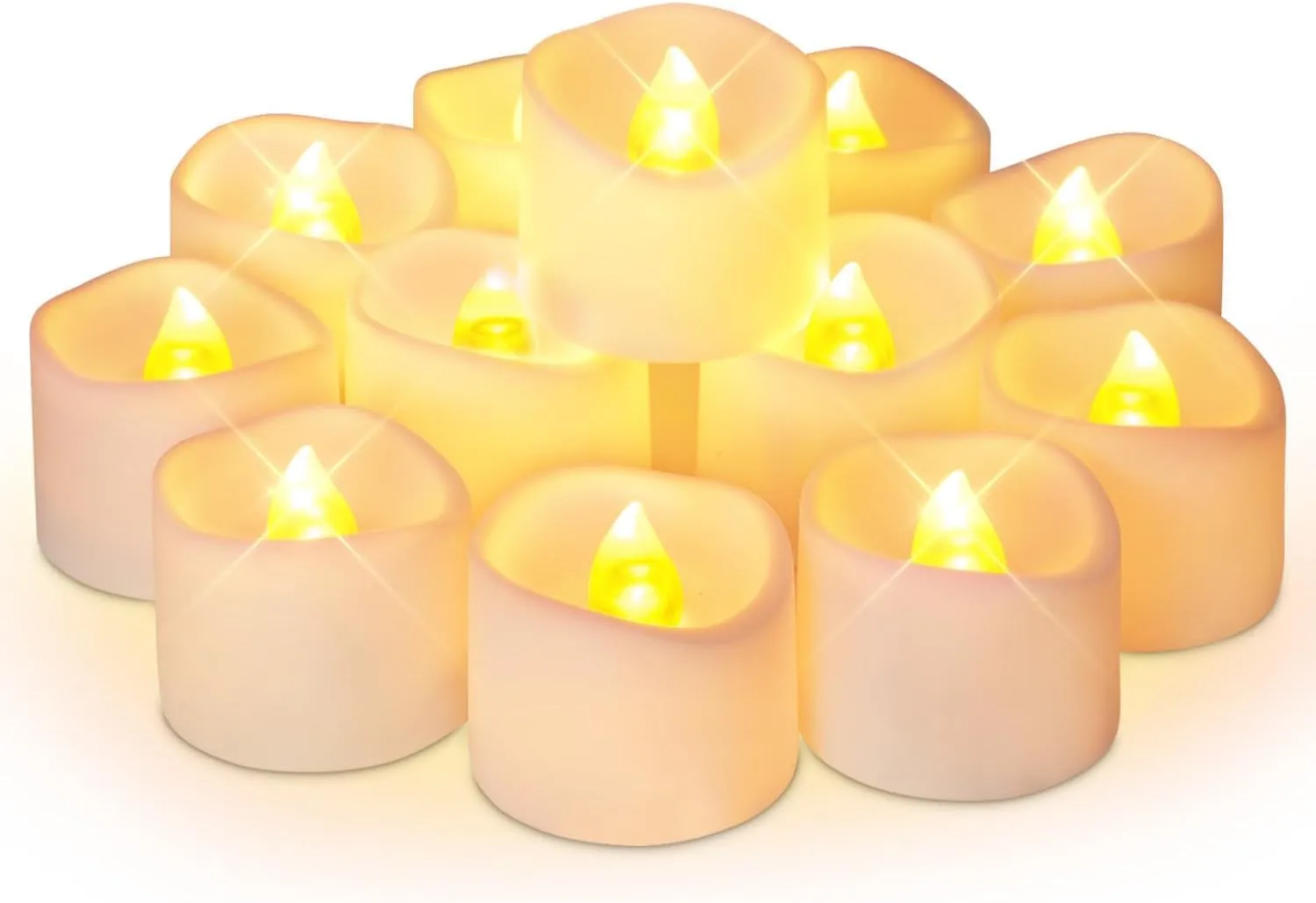 LTETTES PACK OF 12(1.5" x 1.2") Warm White Light Waterproof LED Tea Light Candles, Coin Battery Operated LED Diyas With Remote For Home Decorations, Festivals, Diwali, Gifts, Wedding & Other Occasions