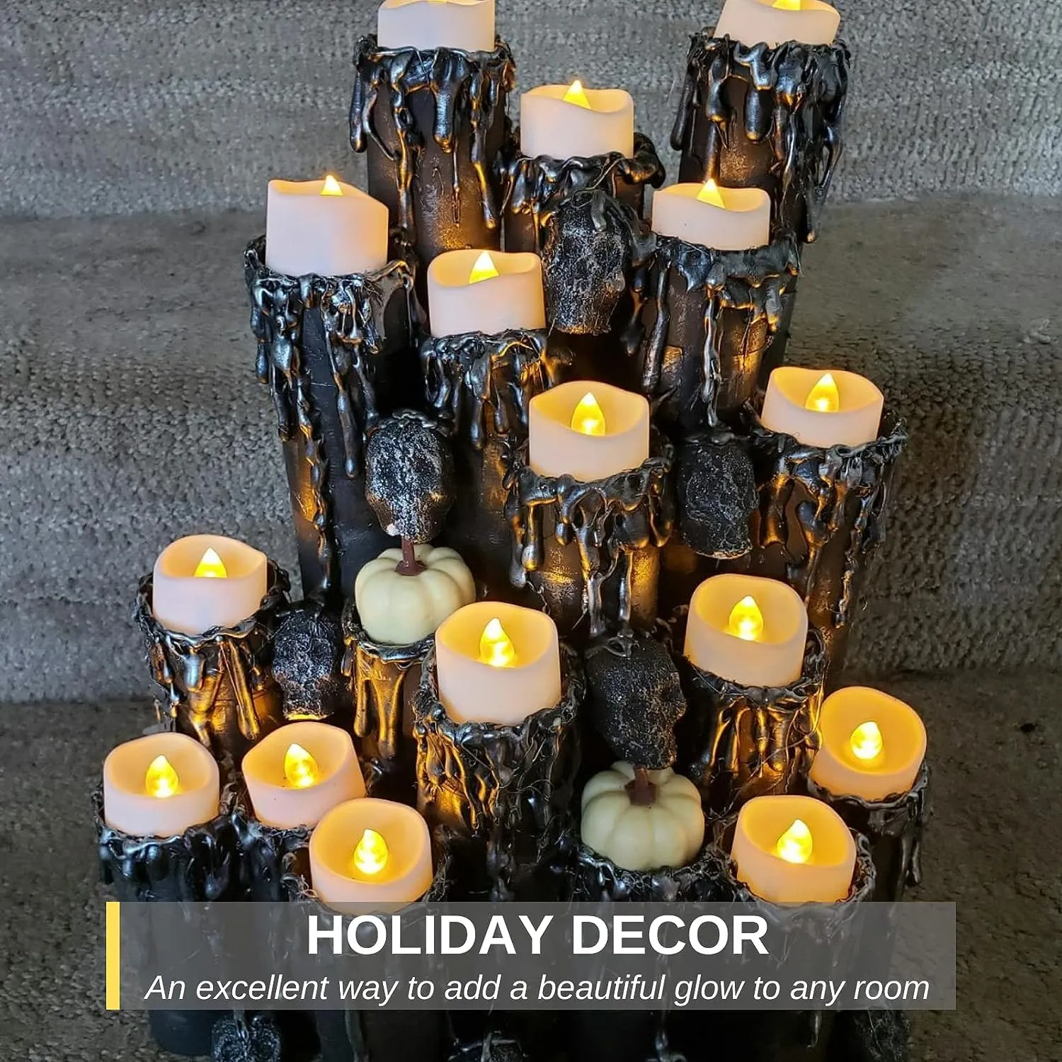 LTETTES PACK OF 12(1.5" x 1.2") Warm White Light Waterproof LED Tea Light Candles, Coin Battery Operated LED Diyas With Remote For Home Decorations, Festivals, Diwali, Gifts, Wedding & Other Occasions