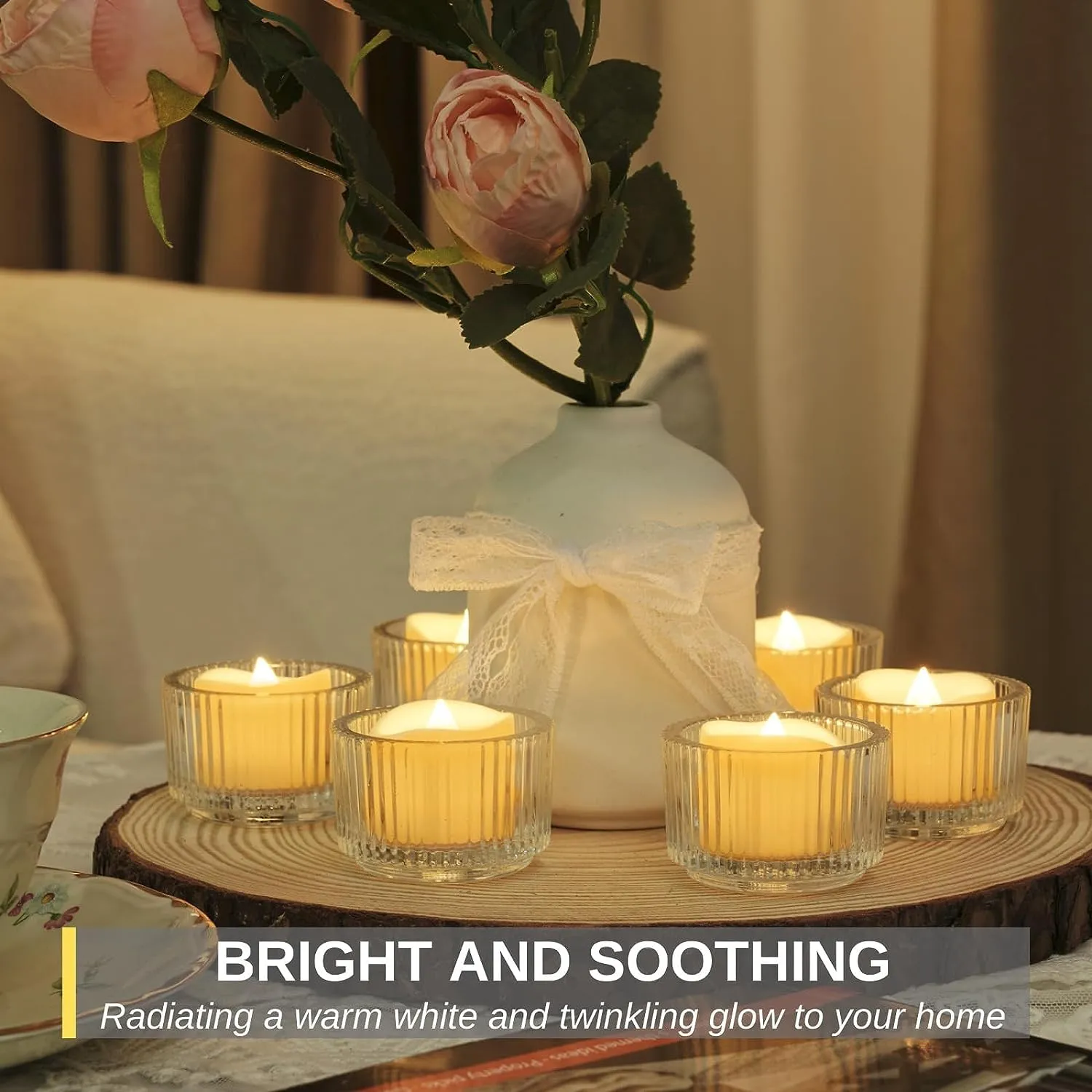 LTETTES PACK OF 12(1.5" x 1.2") Warm White Light Waterproof LED Tea Light Candles, Coin Battery Operated LED Diyas With Remote For Home Decorations, Festivals, Diwali, Gifts, Wedding & Other Occasions