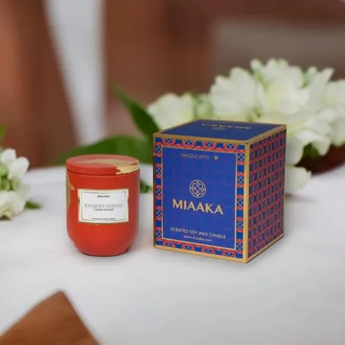 MIAAKA Ceramic Blossom Jar Hand Poured Scented Candle Banquet Garden Fragrance