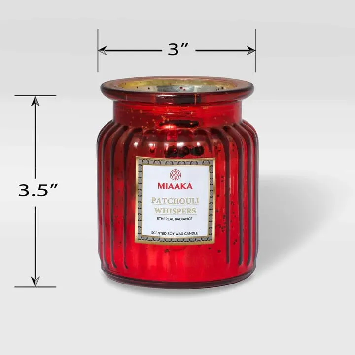 MIAAKA Ethereal Radiance Fluted Glass Jar Hand Poured Scented Candle Patchouli Whispers (Rose Petals) Fragrance 435gm