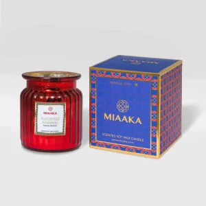 MIAAKA Ethereal Radiance Fluted Glass Jar Hand Poured Scented Candle Patchouli Whispers (Rose Petals) Fragrance 435gm