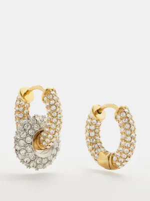 Mismatched crystal gold-plated earrings