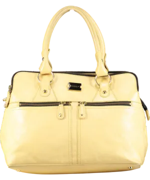 MODALU Buttermilk Yellow Leather Pippa Tote Bag With Detachable Shoulder Bag