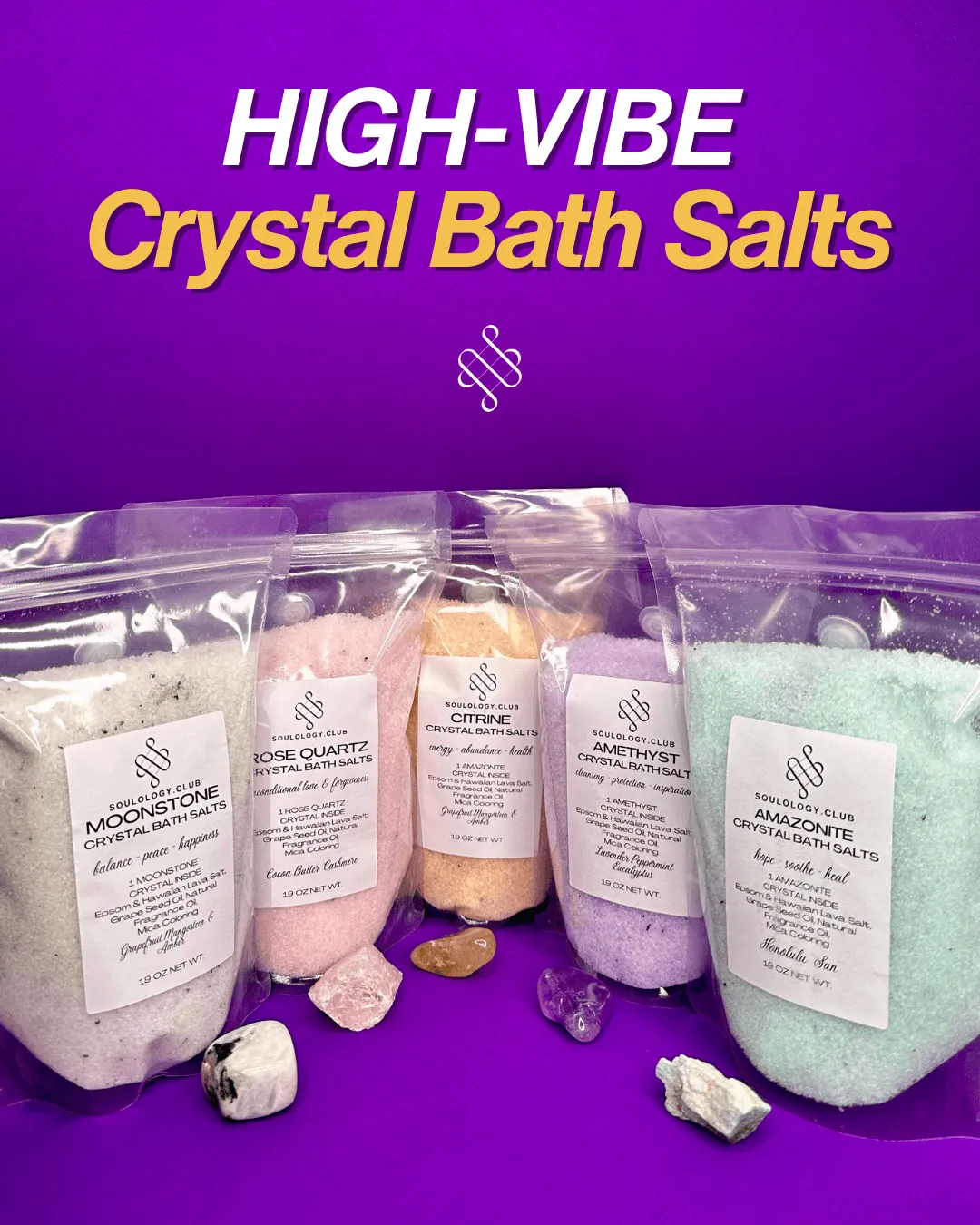 Moonstone Crystal-Infused Bath Salt | Balance & Peace