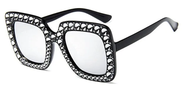 MuseLife Luxury Brand Designer Italian Big Crystal Sun Glasses