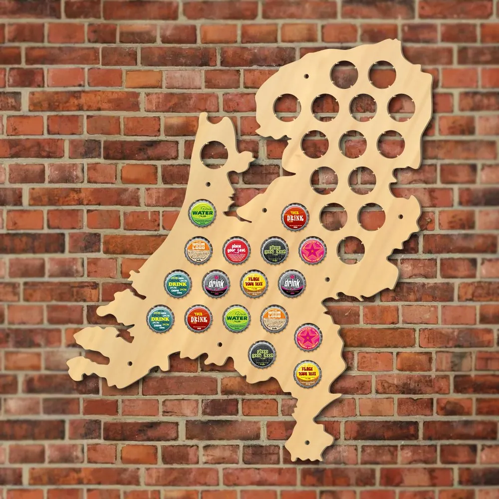 Netherlands Beer Cap Map Patriotic Wooden Wall Sign Map Of Holland Wine Bottle Cap Display Holder Dutch Man Cave Beer Lover Gift