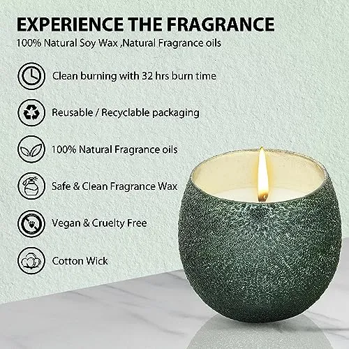 Oceann Gloww Cavernous Green Round Dewdrop Scented Glass Candle I Set of 2 I 34 Hrs I