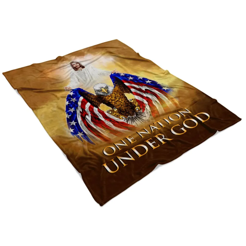 One Nation Under God Fleece Blanket - Christian Blanket - Bible Verse Blanket