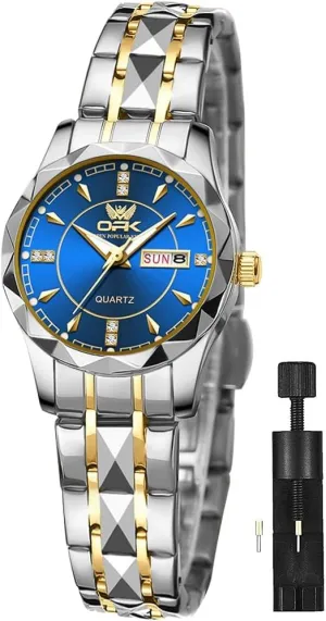 OPK Women Watch Bracelet Dress Easy to Read Stainless Steel Ladies Watches for Female Small Watch Waterproof Luminous Date Wacthes for Women