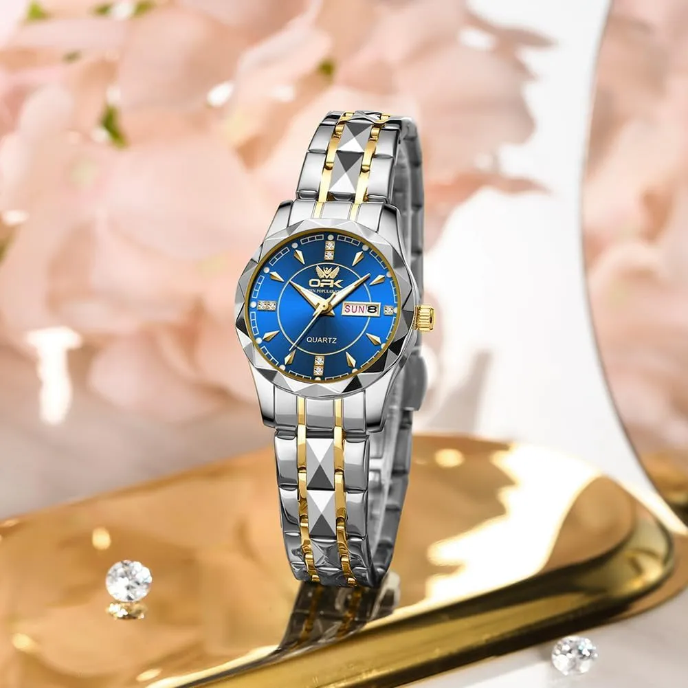 OPK Women Watch Bracelet Dress Easy to Read Stainless Steel Ladies Watches for Female Small Watch Waterproof Luminous Date Wacthes for Women
