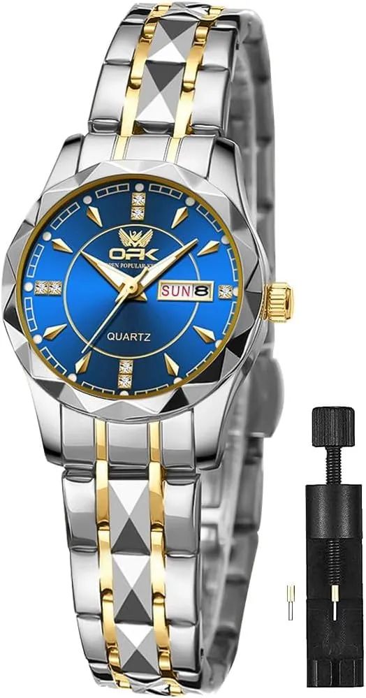 OPK Women Watch Bracelet Dress Easy to Read Stainless Steel Ladies Watches for Female Small Watch Waterproof Luminous Date Wacthes for Women