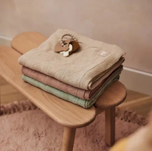 Organic Baby Shell Knit Blanket - Nougat