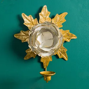 PEONY SUNBURST SCONCE., WHITE & GOLD
