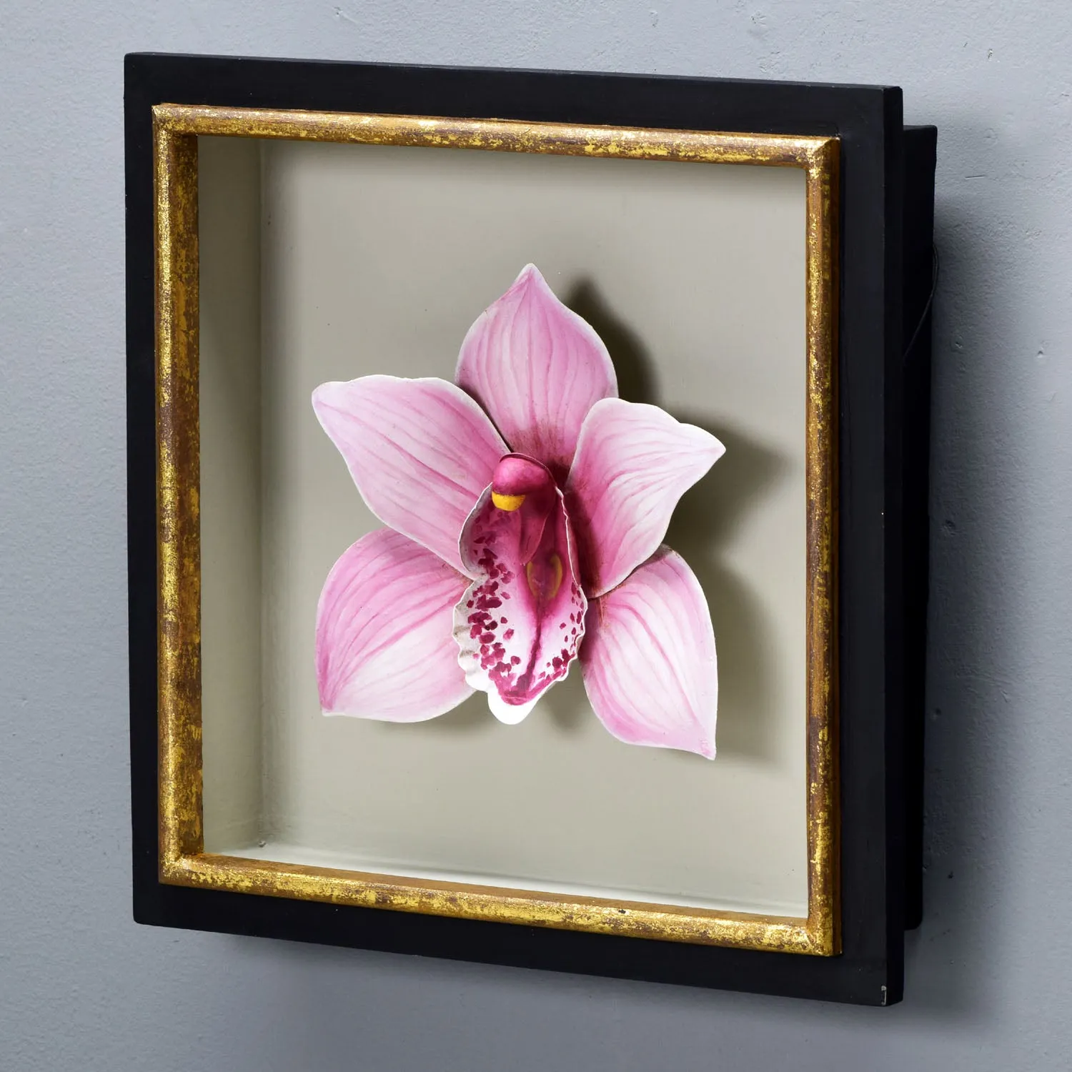 PINK CYMBIDIUM ORCHID SHADOW BOX