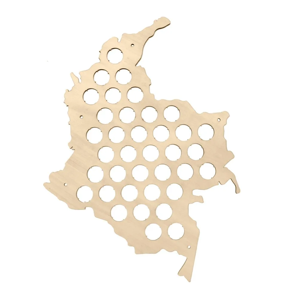Republic of Colombia Wooden Bottle Cap Display Map Beer Cap Map Columbia Map Novelty Wood Map Home Decoration Accessories