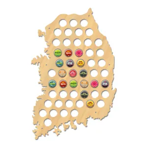 Republic Of Korea  Cap Map Wooden Korea Decor Asian Map Of Korea  Bottle Cap Display Holder Man Cave  Lovers Gift
