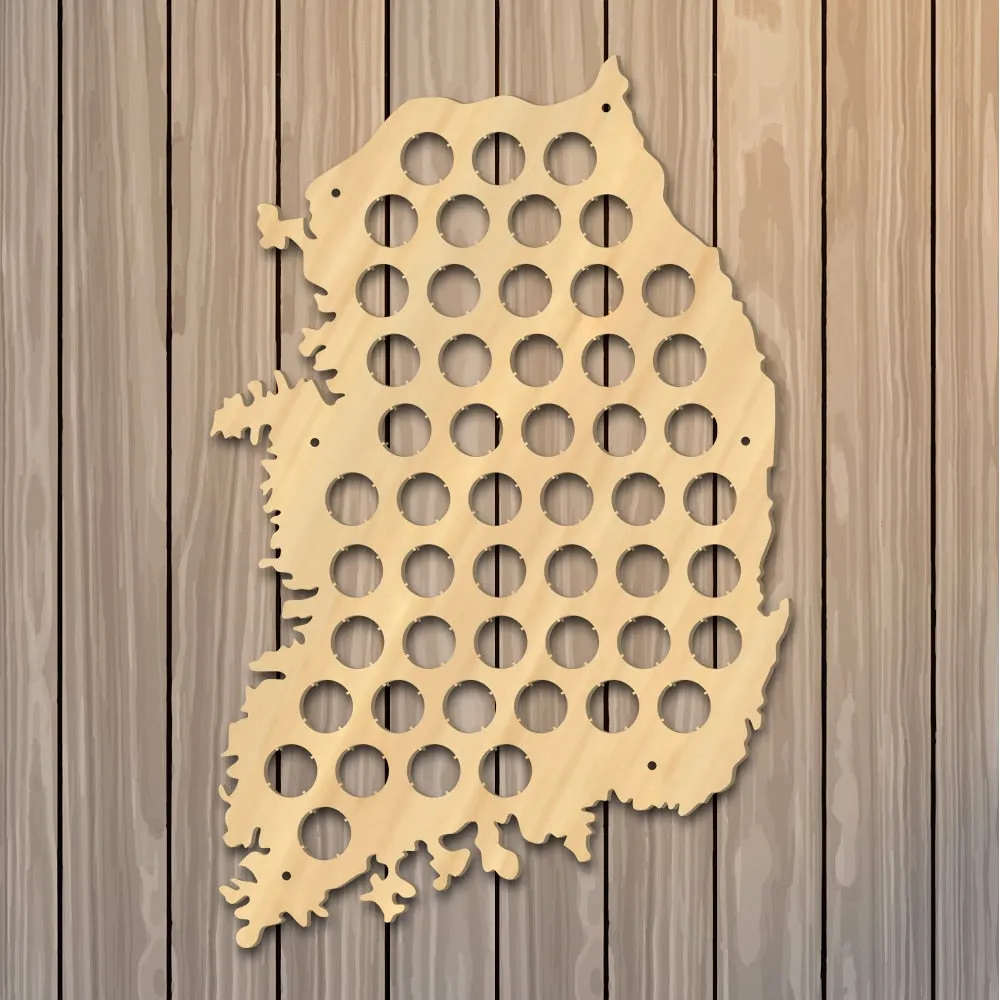 Republic Of Korea  Cap Map Wooden Korea Decor Asian Map Of Korea  Bottle Cap Display Holder Man Cave  Lovers Gift
