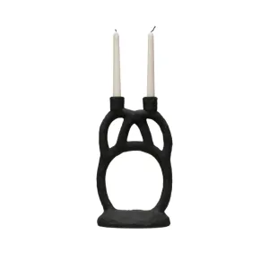 Resin Double Taper Candle Holder (Black)