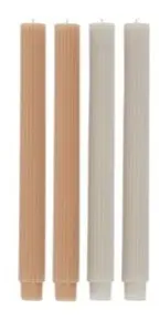 Ribbed Set 4 Candle Earth Tones