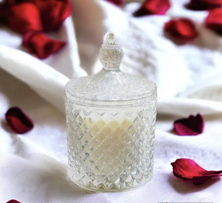 RJKART Transparant Diamond Crystal Jar Pure Soy Wax Scented Candle for Home Decorations