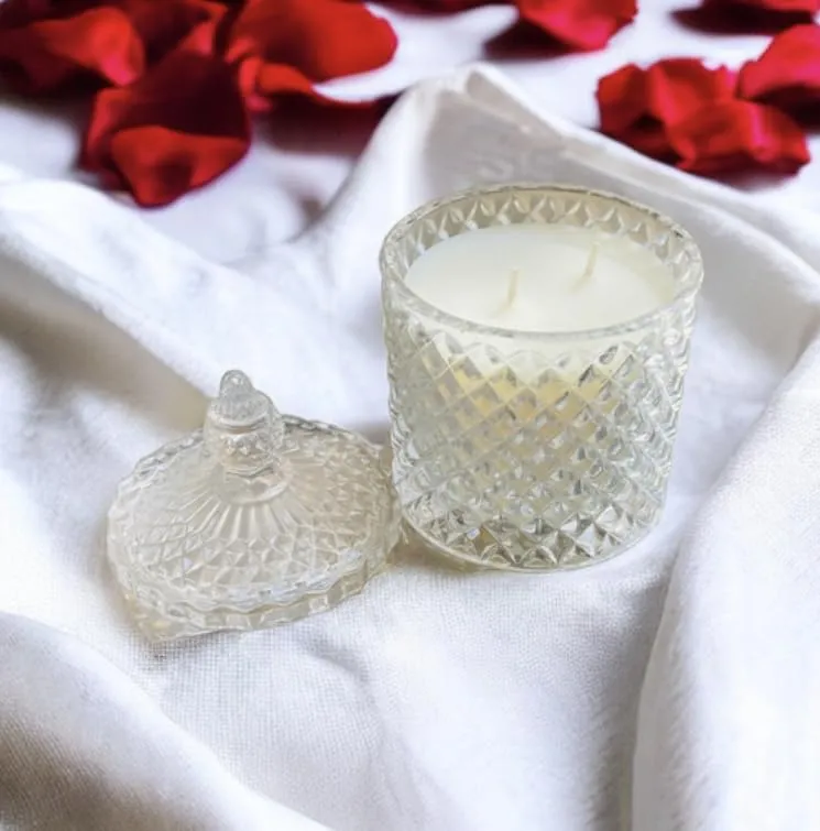 RJKART Transparant Diamond Crystal Jar Pure Soy Wax Scented Candle for Home Decorations