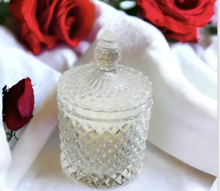 RJKART Transparant Diamond Crystal Jar Pure Soy Wax Scented Candle for Home Decorations
