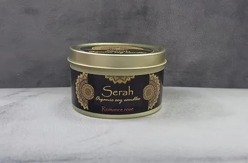 Serah Organic 200 ML Rose-Scented Soy Candles - Handpoured, Double Wick, Infused with Dried Rose Petals - Ideal for Rose Day and Valentine's Day - Elegant Gift for Love