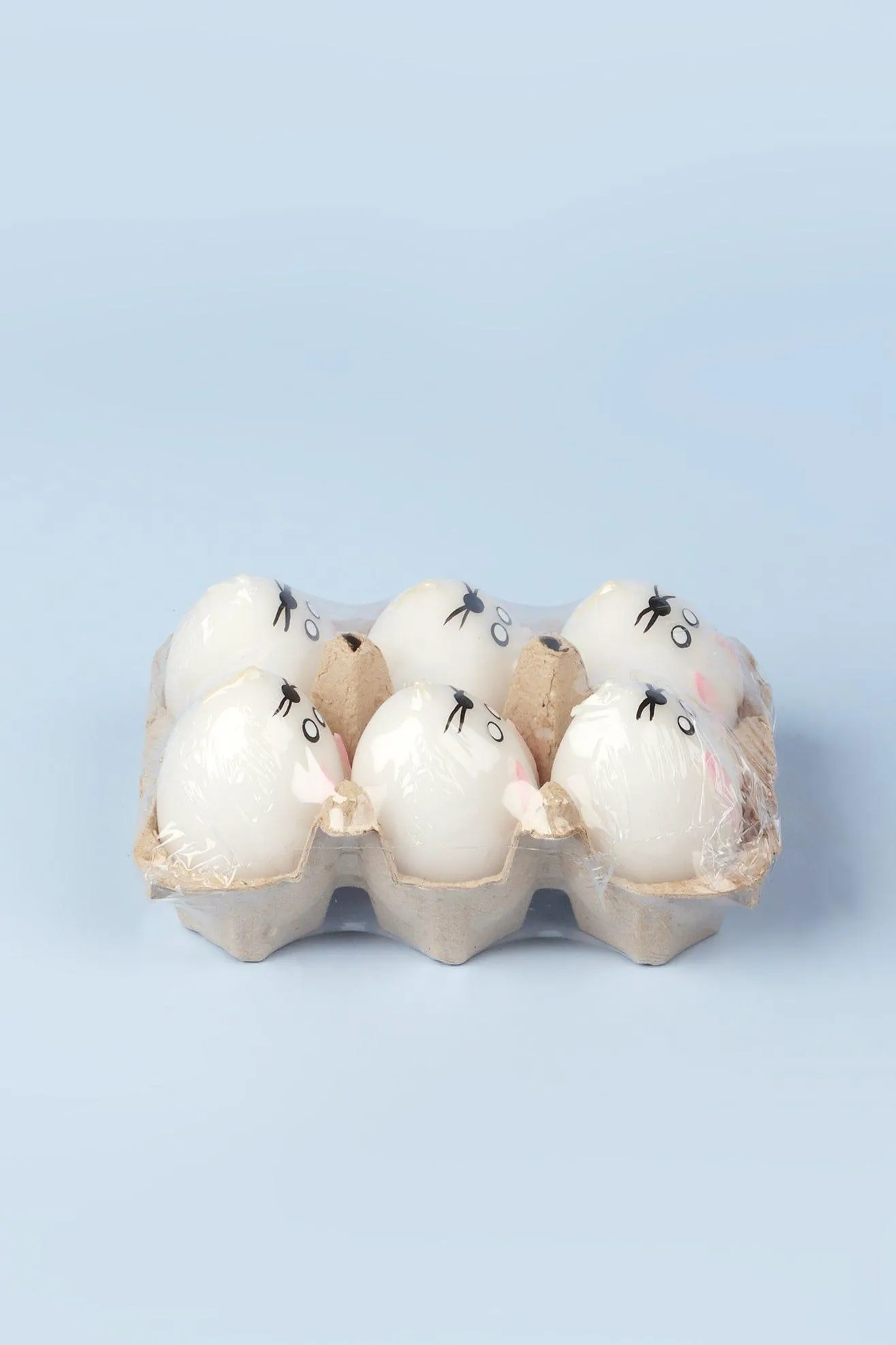 Set of 6 - Hoppy Easter Egg Candles - White