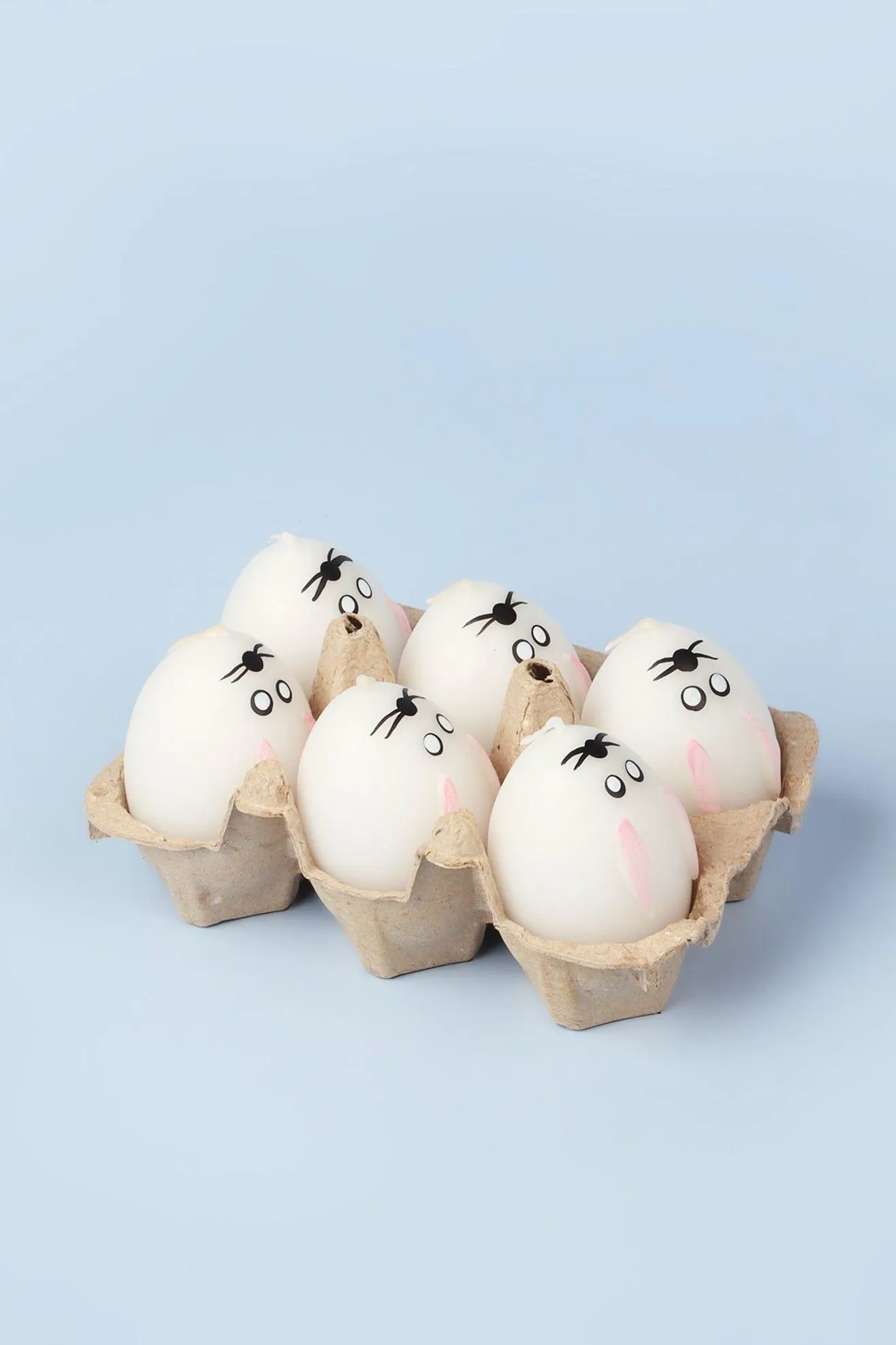 Set of 6 - Hoppy Easter Egg Candles - White