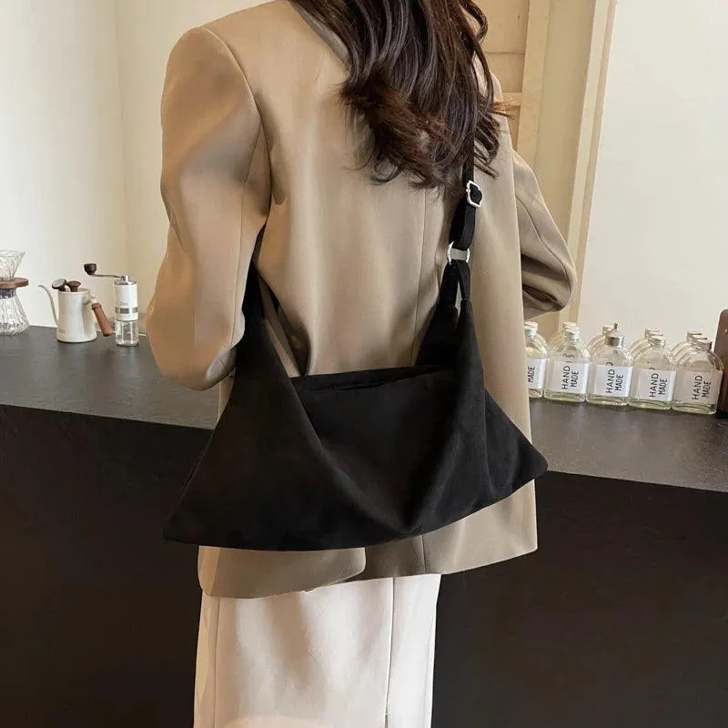 Shoulder Bags Nubuck Velvet Leather Women's Large Zipper Soft Handbags
