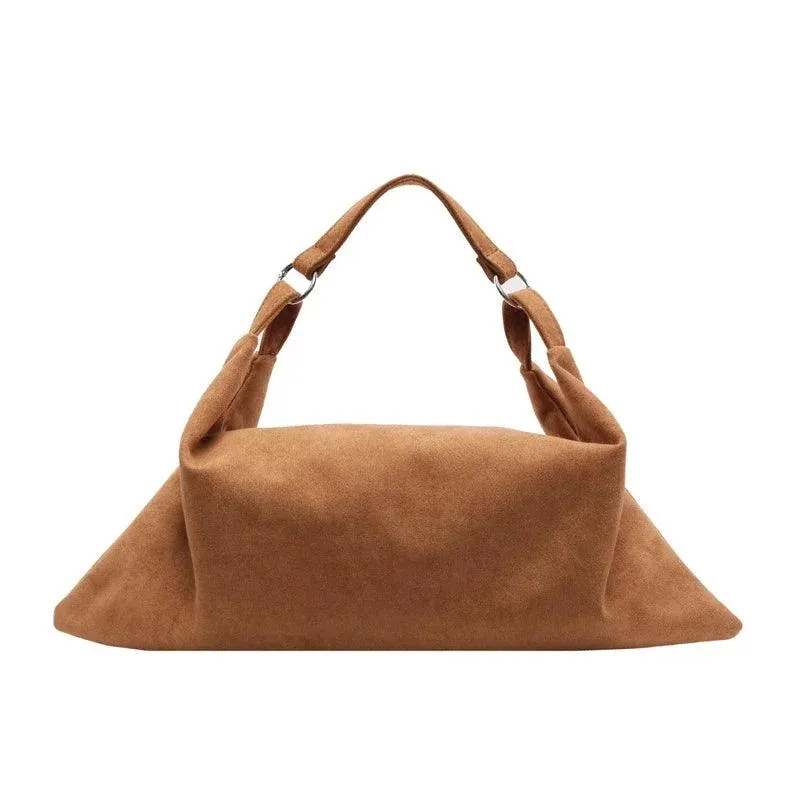 Shoulder Bags Nubuck Velvet Leather Women's Large Zipper Soft Handbags