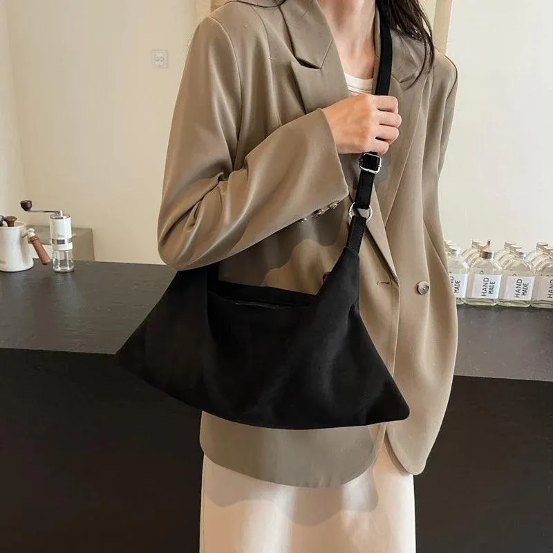 Shoulder Bags Nubuck Velvet Leather Women's Large Zipper Soft Handbags