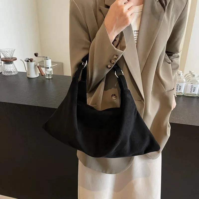 Shoulder Bags Nubuck Velvet Leather Women's Large Zipper Soft Handbags