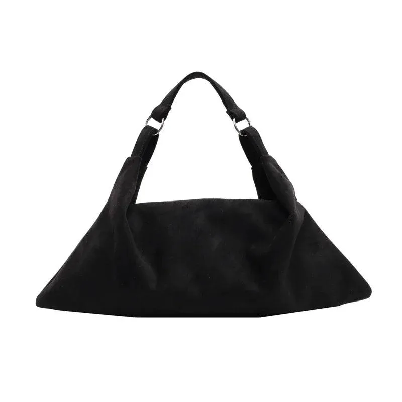 Shoulder Bags Nubuck Velvet Leather Women's Large Zipper Soft Handbags