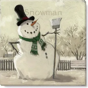 Snowman With Broom--Sepia Art